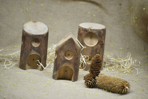 Natural Log Houses set of 5
