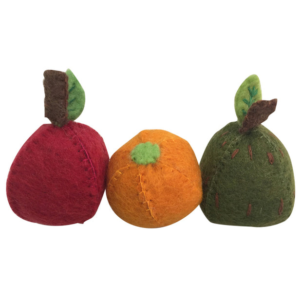 Felt Fruit set of 3 - Apple, Pear, Orange