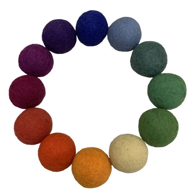 Rainbow Goethe Felt Balls 5cm - 12pc